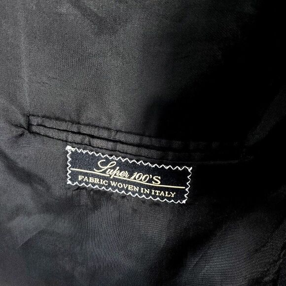 Jack Victor Super 100s Wool 1 Felt Button Tuxedo Jacket‎ 46L Black Notch Lapel - Picture 9 of 12